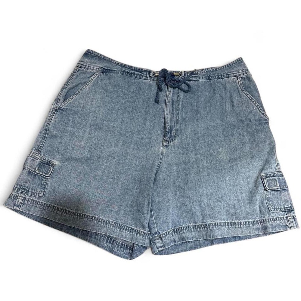 90s Buttermom Preppy Nautical Rope Tie Denim Shorts White Stag